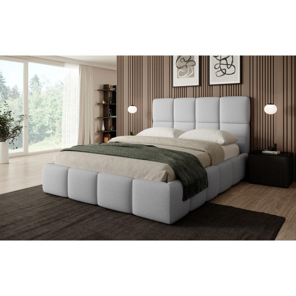 POLSTERBETT Nostro mit Bettkasten 180x200 cm hellgrau - Hellgrau/Schwarz, Textil (180/200cm) - Beautysofa