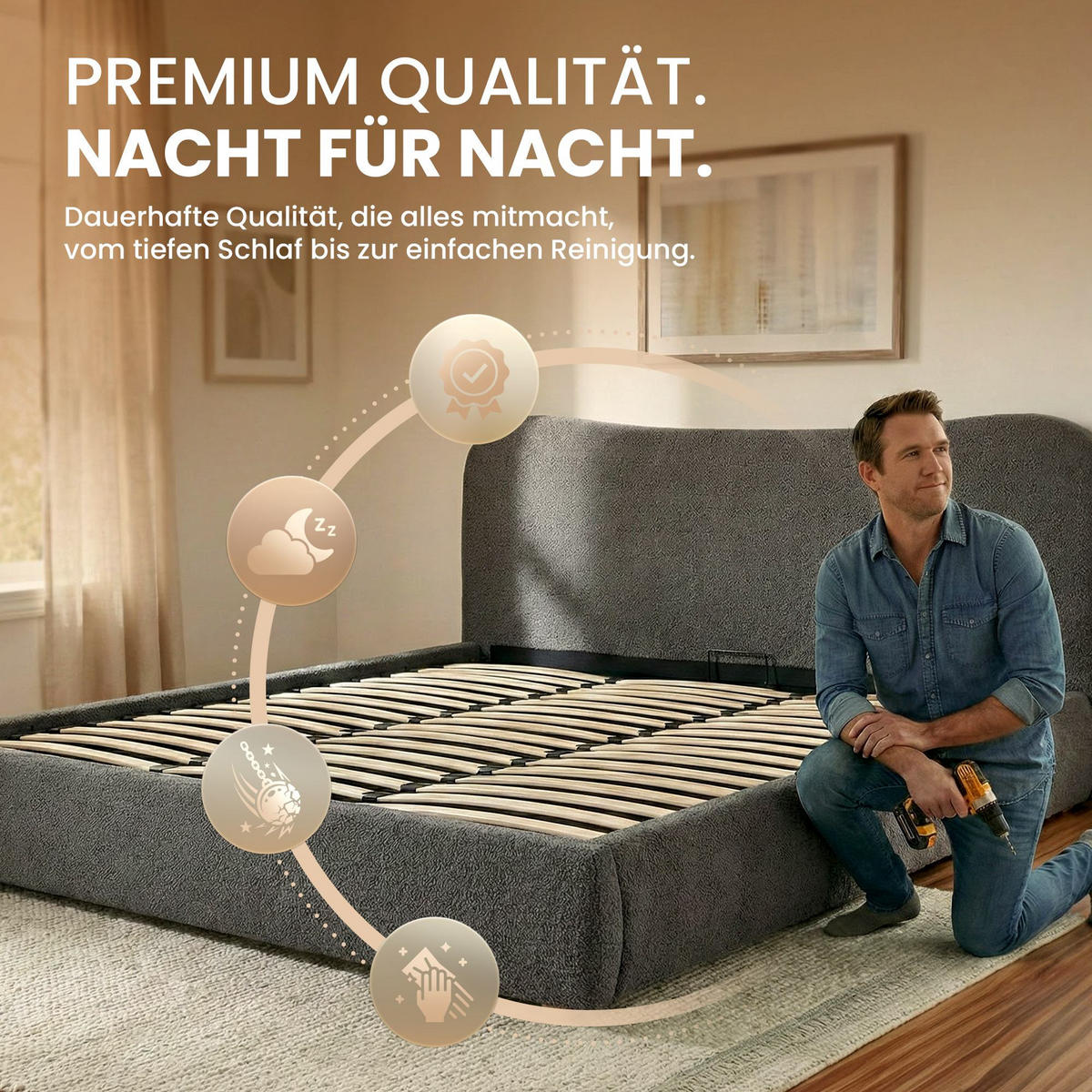 POLSTERBETT 160 cm/200 cm cm Stoff Dunkelgrau - Dunkelgrau, Textil (200/224cm) - CLP