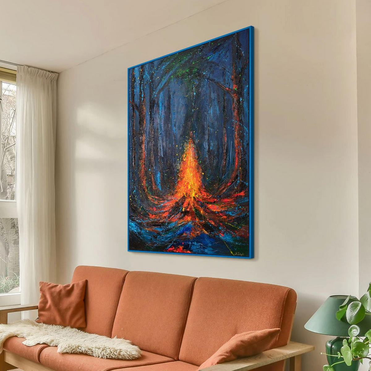 GEMÄLDE Lied des Feuers Schattenfugenrahmen Schwarz 120x80 cm - Schwarz, Holz (120/80cm) - YS-art gallery
