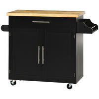 KÜCHENWAGEN Servierwagen Kücheninsel, 1 Gewürzregal, 1 Handtuchhalter, 109 cm x 40 cm x 89 cm, Schwarz - Schwarz, Metall (40/89/109cm)