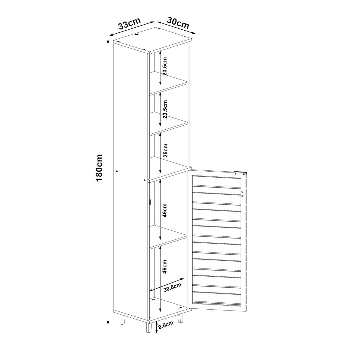 VYSOKÁ SKŘÍŇ Epind - přírodní, dřevo (33/180/30cm) - [en.casa]