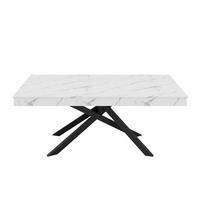 ESSTISCH in Weiß ausziehbarer Küchentisch mit verdickter Tischplatte und Metallbeinen für Esszimmer , B140-180/T80/H76cm - Schwarz/Weiß, Holzwerkstoff/Metall (80/180/76cm) - STILVORA