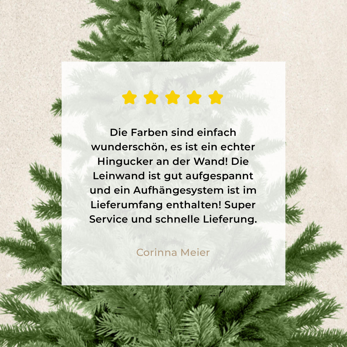 LEINWANDBILD Weihnachtsbaum - Grün - Weihnachten - Feiertage 90x140 cm - Olivgrün, Textil (90/140cm) - MuchoWow