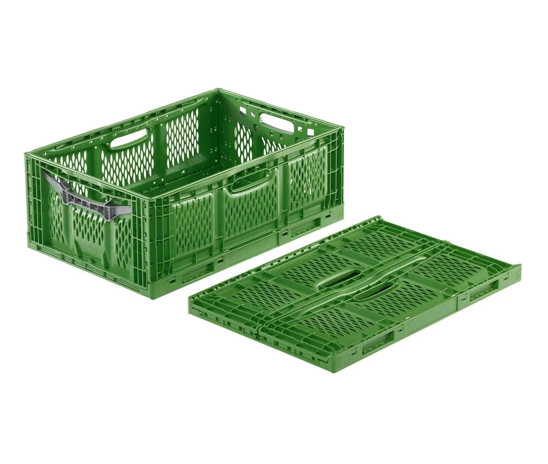 KLAPPBOX 40x30x18cm durchbrochen grün - Grün, Kunststoff (40/30/18cm) - Westfalia