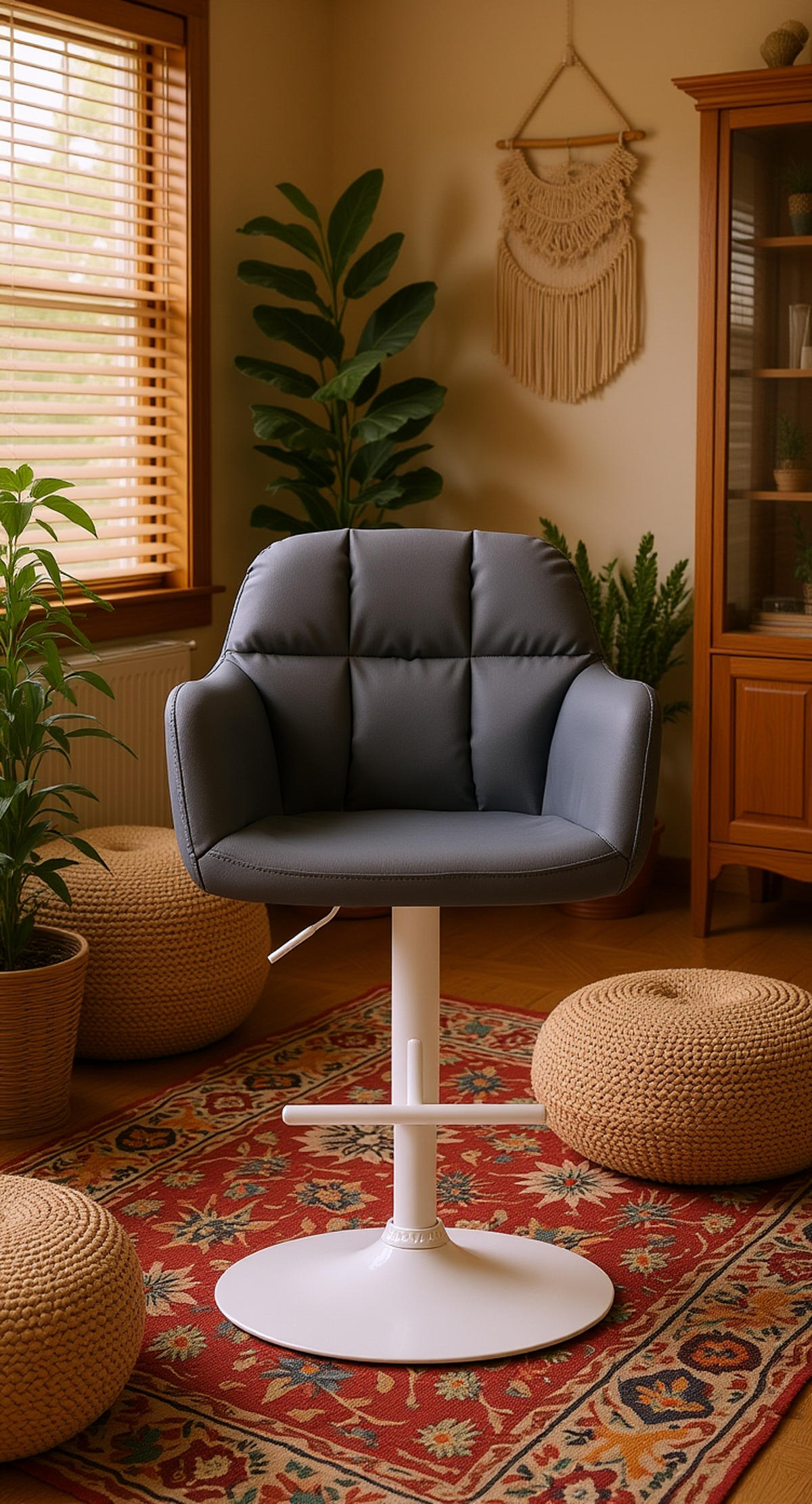 BARHOCKER Nardo Kunstleder weiß grau - Weiß/Grau, Kunststoff/Metall (57/118/59cm) - TPFLiving