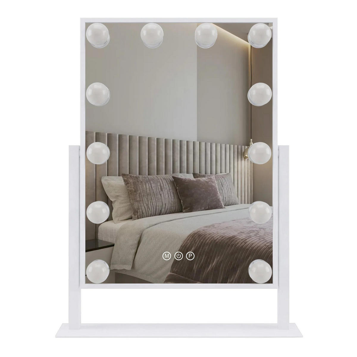 SPIEGEL Rea Led Hollywood White 30x40 - Weiß, Metall (30/47/12cm) - REA