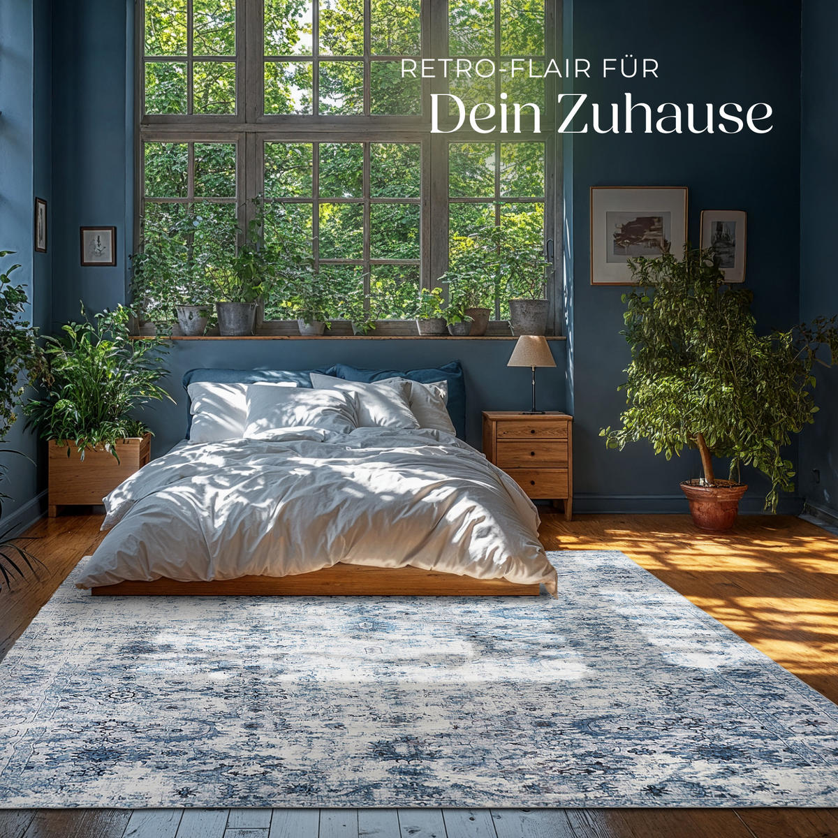 TEPPICH Vintage Design Amara,rutschfeste Unterseite,blau - Blau, Kunststoff (240/340cm) - tectake