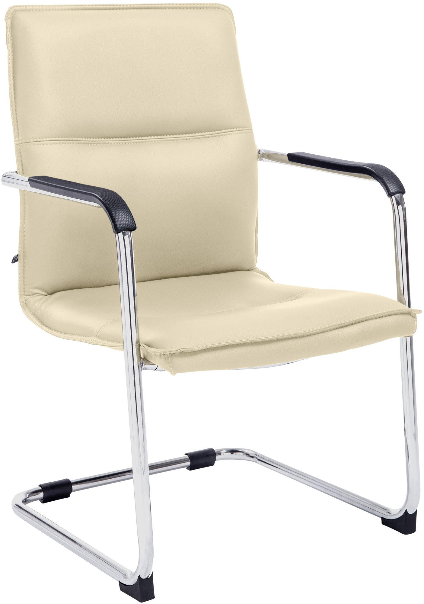 BESUCHERSTUHL SEATTLE 92x56x60 cm Creme Kunstleder - Creme, Leder/Metall (56/92/60cm) - DELUKE