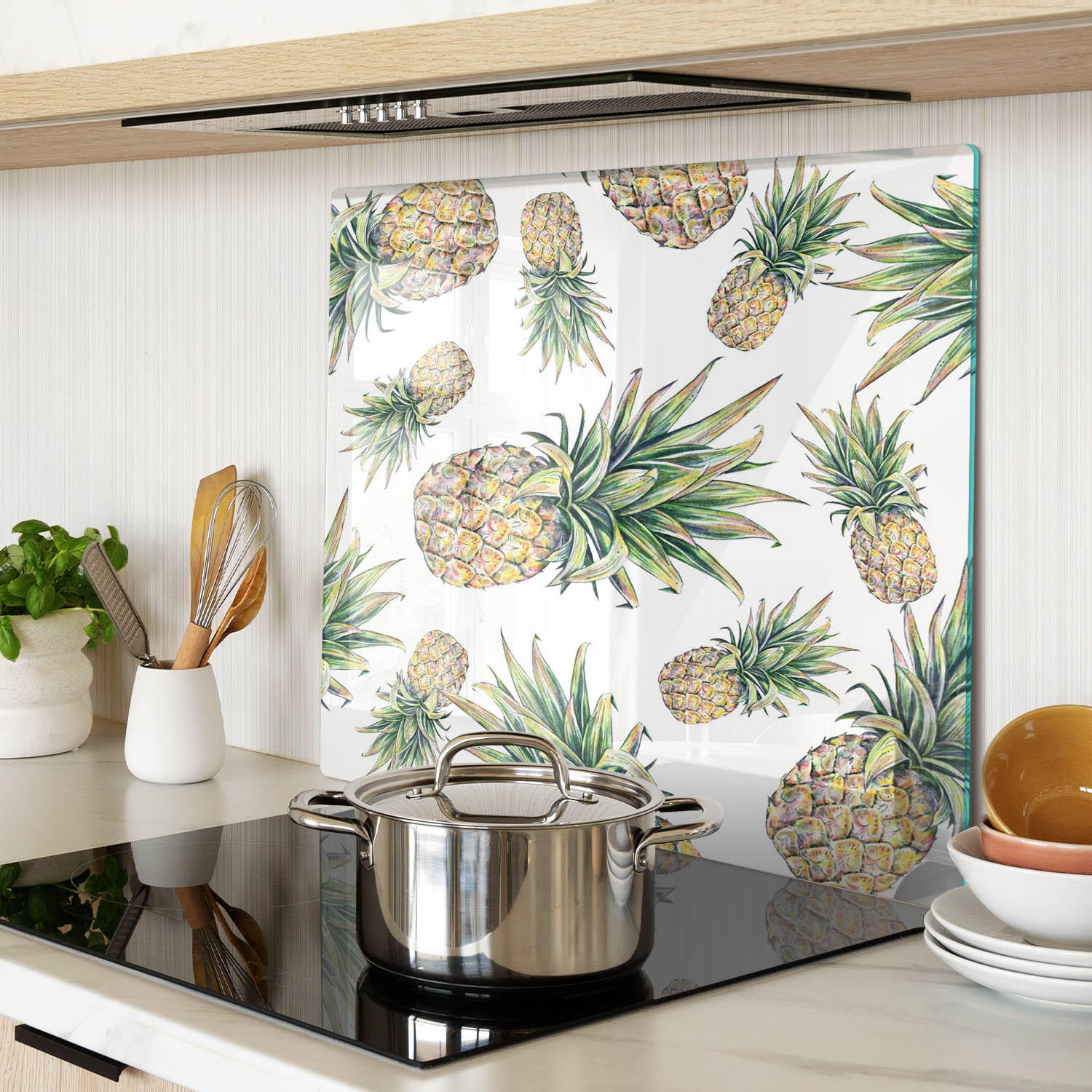 GLASPLATTE 60x52 cm Ananas - Grün, Glas (60/0.4/52cm) - TULUP