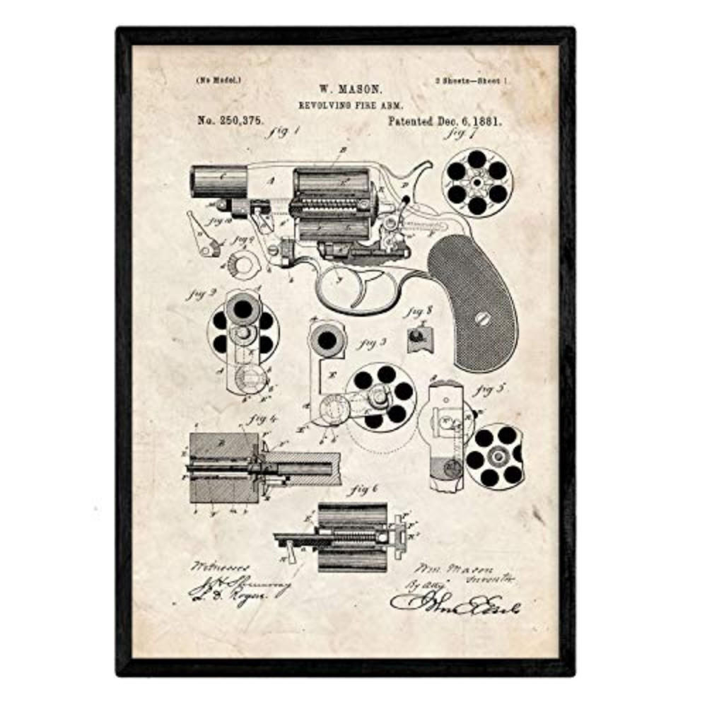 POSTER Revolver Patent A3 Rahmenlos - Klar, Papier (29.7/5/42cm) - Nacnic