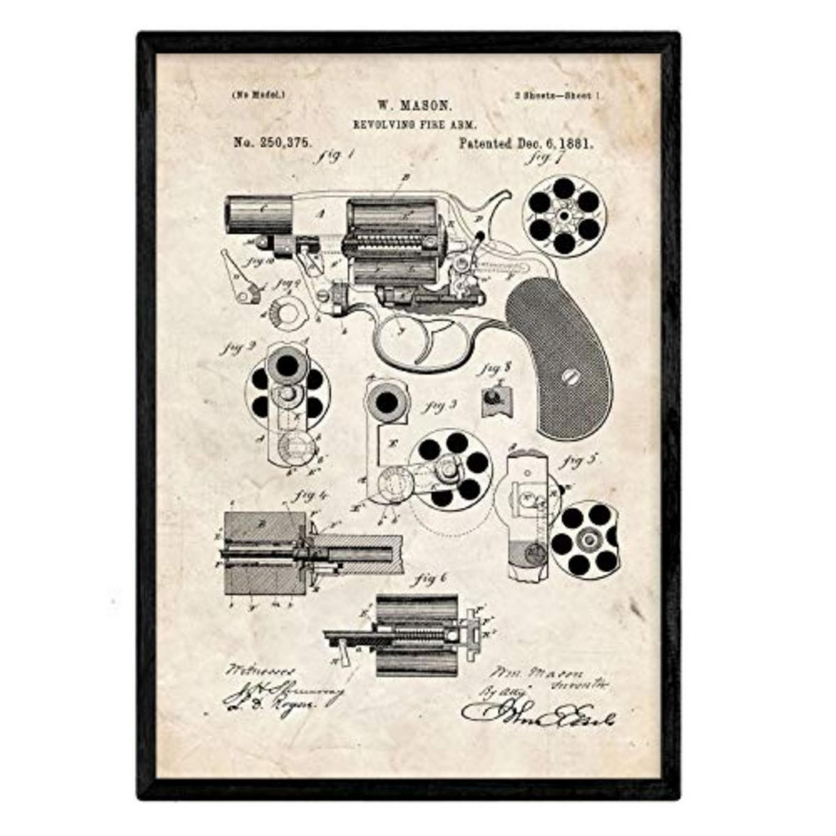 POSTER Revolver Patent A3 Rahmenlos - Klar, Papier (29.7/5/42cm) - Nacnic