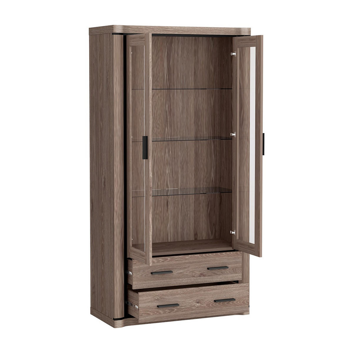 VITRINE Dallas D-17 97 x 192 x 45 cm Trüffeleiche - Trüffeleichefarben, Glas/Holzwerkstoff (97/192/45cm) - Koseto