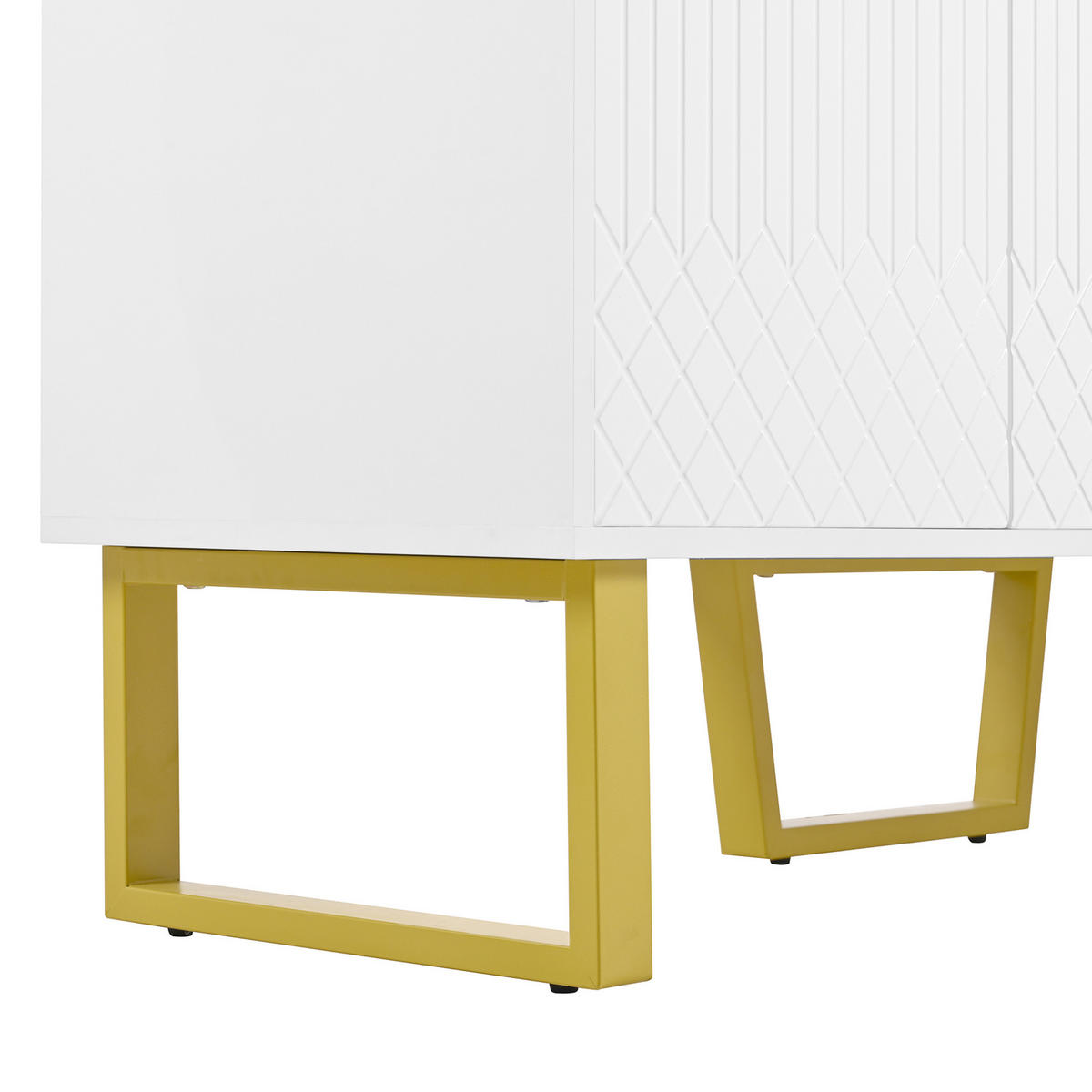 KOMMODE aus MDF 140x40x80cm in Weiß Hochglanz mit 4 Türen - Weiß, Holzwerkstoff (140/80/40cm) - Modfu