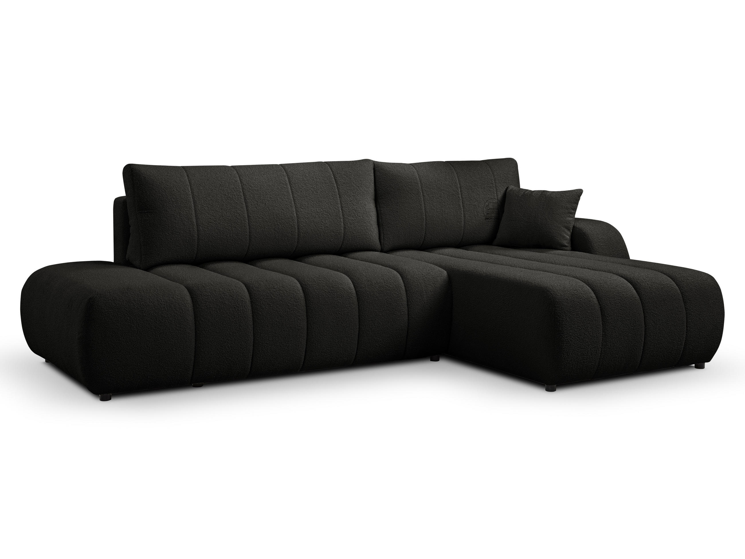 ECKSOFA BALOO L-förm, Schlaffunktion, hohe Funktionalität, komfortable Sitzfläche, lose Rückenkissen, freistehend, RECHTS 276x176x88 cm Black - Schwarz, Holz/Textil (276/176cm) - DomoHome