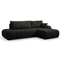 ECKSOFA BALOO L-förm, Schlaffunktion, hohe Funktionalität, komfortable Sitzfläche, lose Rückenkissen, freistehend, RECHTS 276x176x88 cm Black - Schwarz, Holz/Textil (276/176cm) - DomoHome