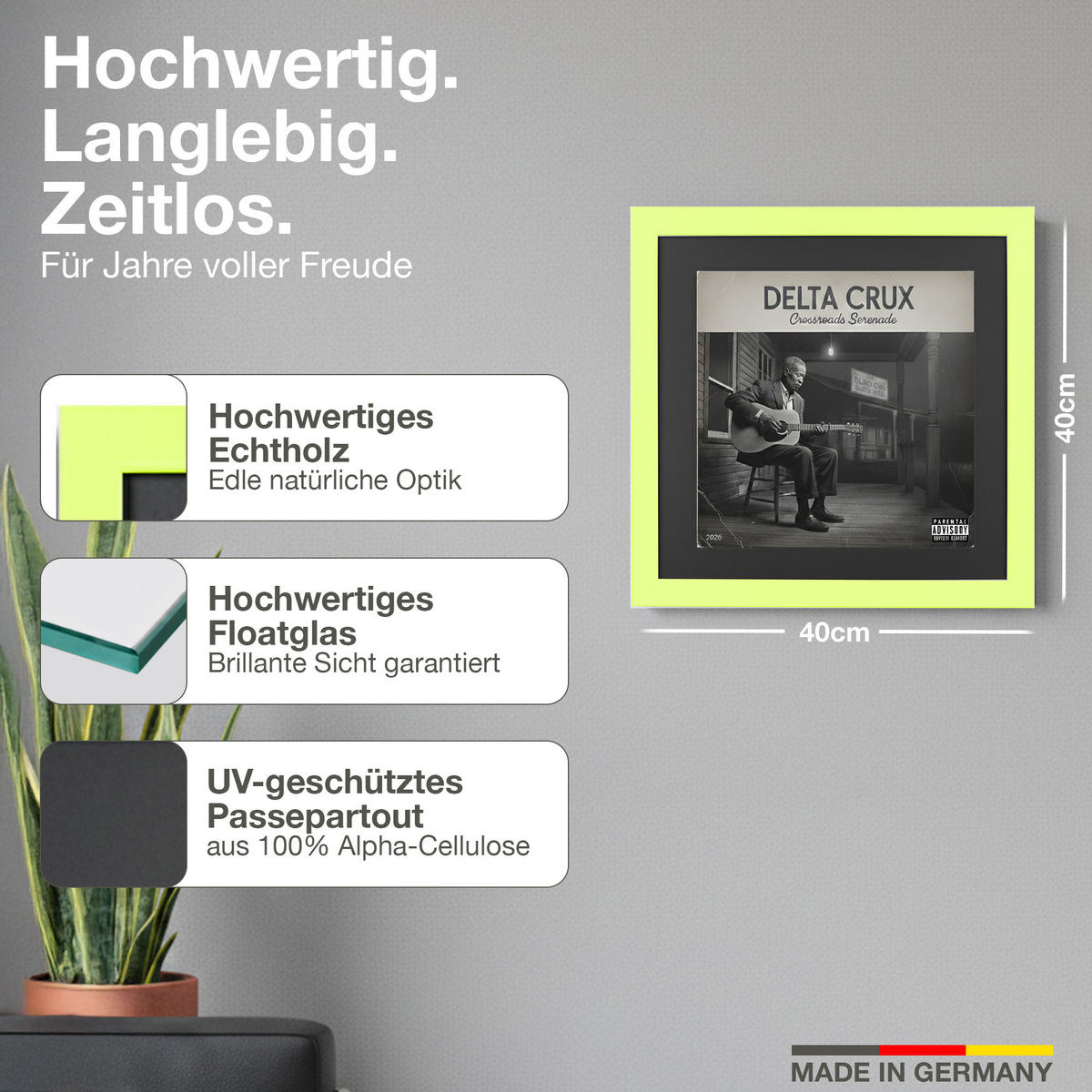 SCHALLPLATTEN BILDERRAHMEN 40/40 2er Set - Grün, Holz (40/40cm) - K-Möbel