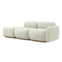 3-SITZER SOFA Links Chenille Stoff Weiß - Weiß/Braun, Holz/Textil (258/73/95cm) - Makamii