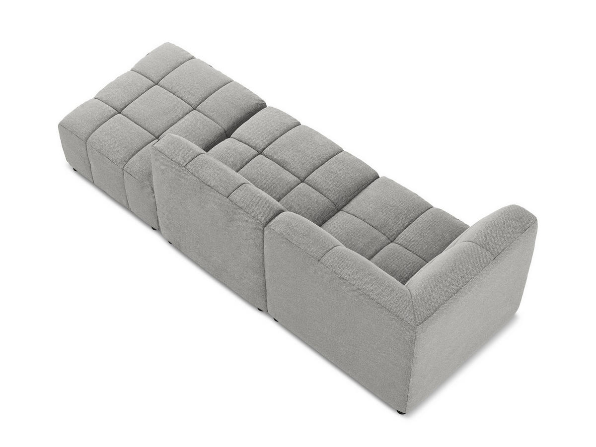 ECKSOFA Rechts Bouclé Stoff Grau - Hellgrau/Schwarz, Holzwerkstoff/Kunststoff (240/90cm) - Makamii