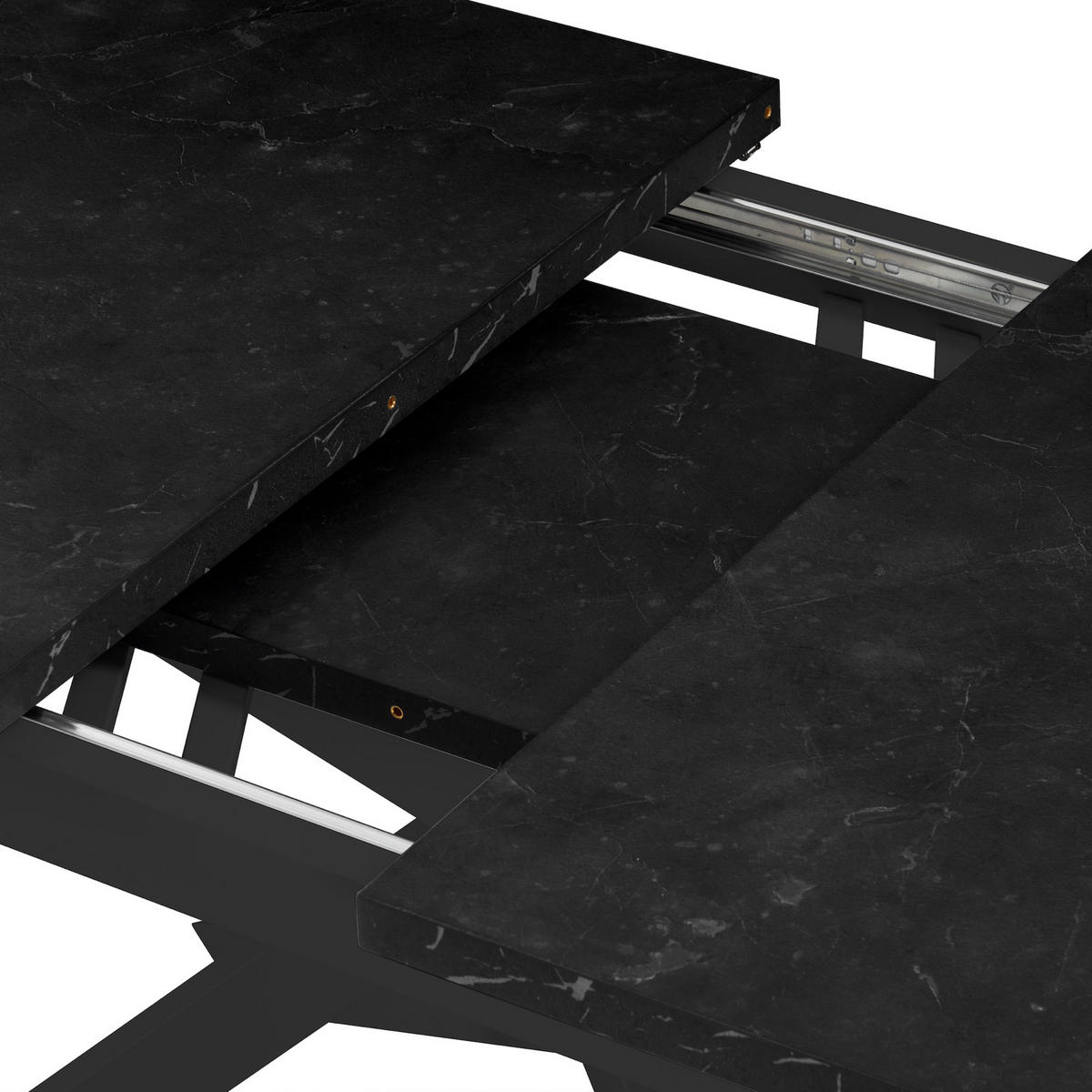 ESSTISCH LARS 120-160/80/76 cm Marmor-Schwarz - Anthrazit/Schwarz, Holzwerkstoff/Metall (80/120/76cm) - B&D Home