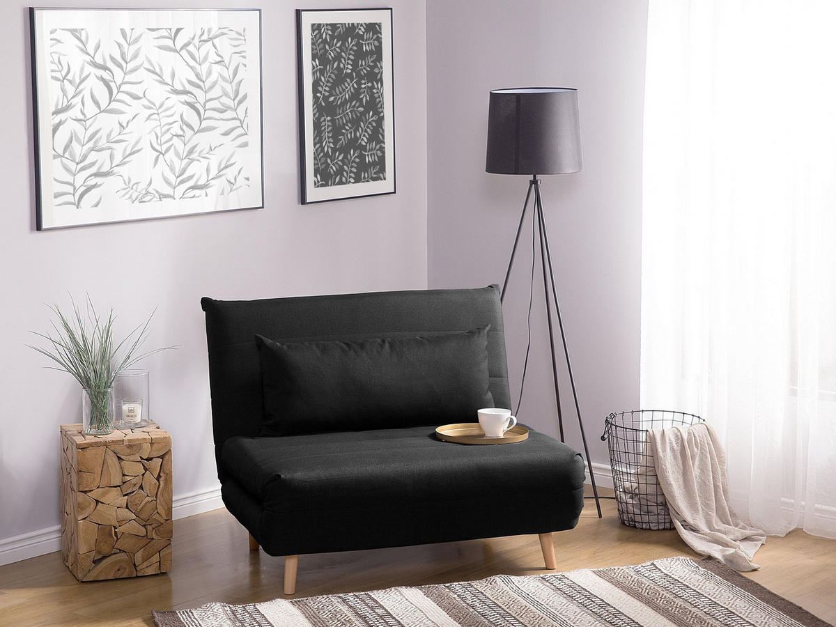 1-SITZER-SCHLAFSOFA Polyester Schwarz Setten - Schwarz, Textil (104/82/190cm) - Beliani