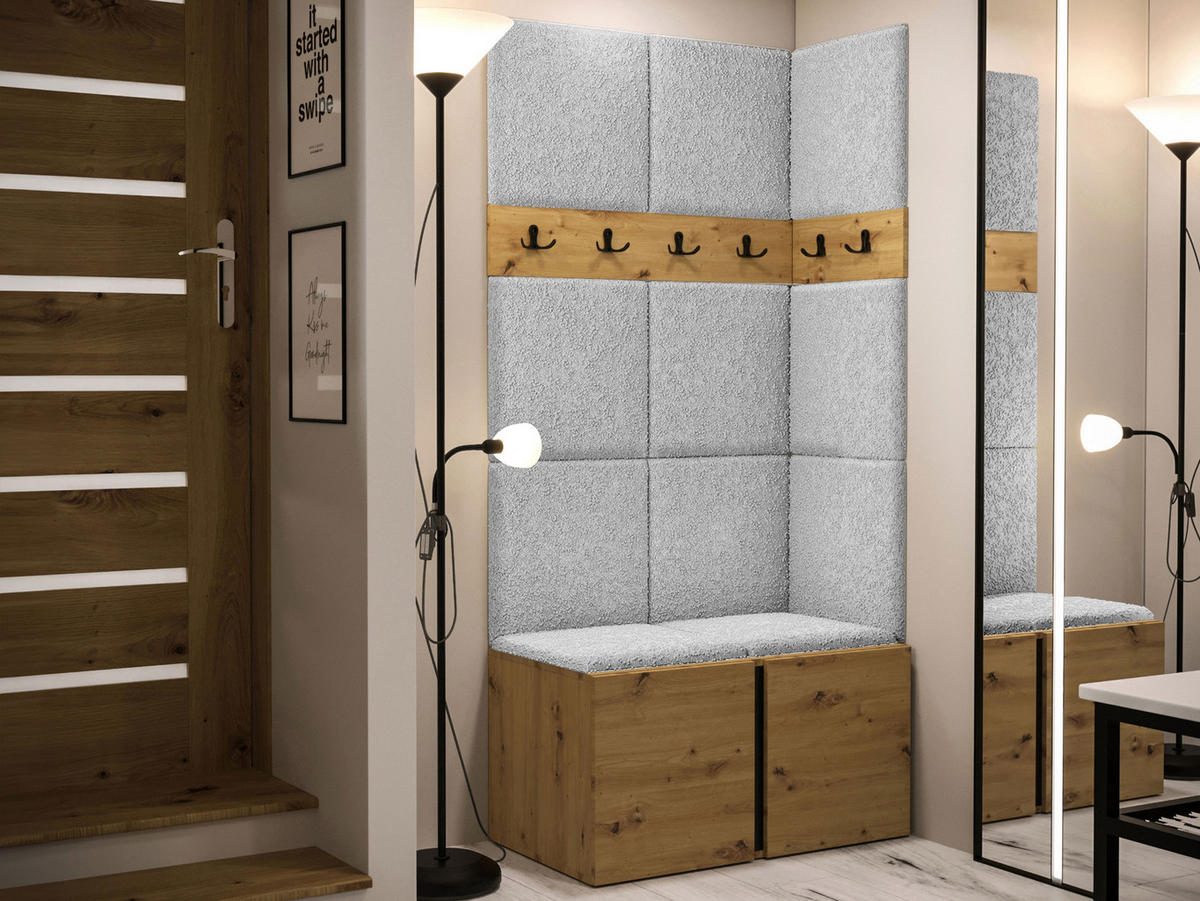 GARDEROBEN-SET Orion I - Hellgrau/Eiche Artisan, Holzwerkstoff/Kunststoff (84/186/46cm) - MIRJAN24