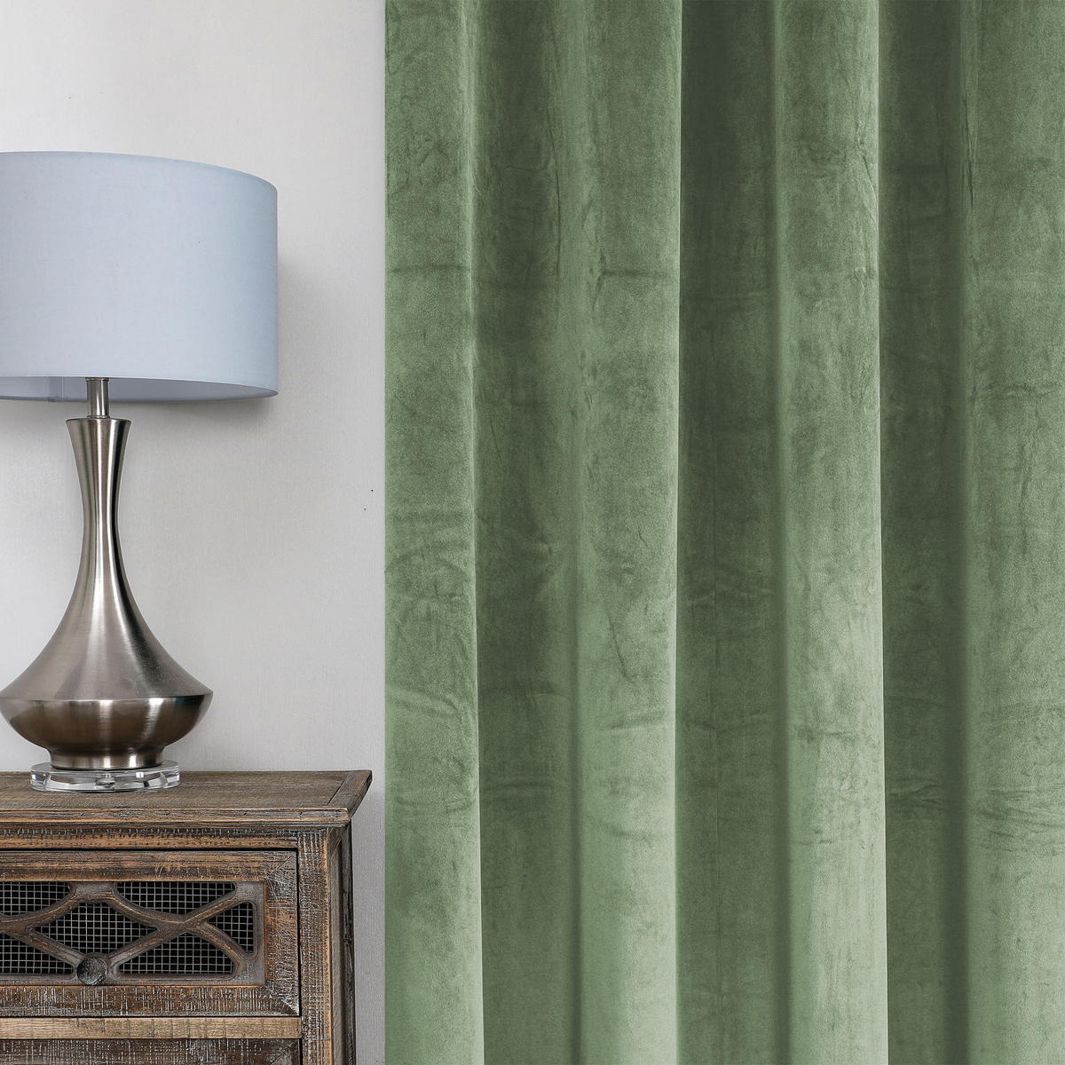VORHANG Ösen Samt 140/245 cm Lindgrün - Hellgrün, Textil (140/245/245cm) - TiborTex