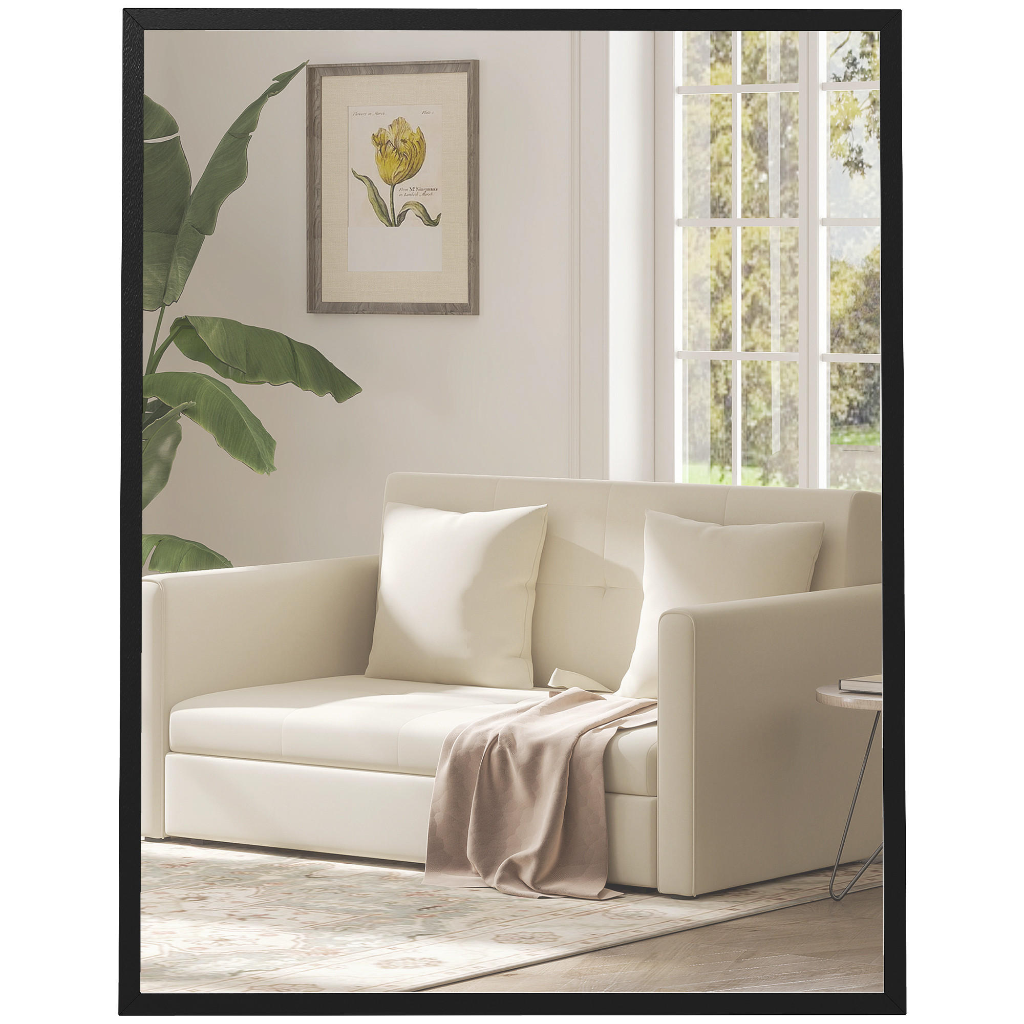 WANDSPIEGEL DE-14331 rechteckig 90x70 cm Schwarz - Schwarz, Glas (70/90/2cm) - ComfortXL