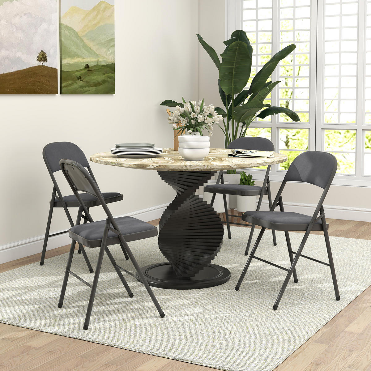 KLAPPSESSEL Grau 4 Stück - Grau, Naturmaterialien (45/78/46cm) - GiPP