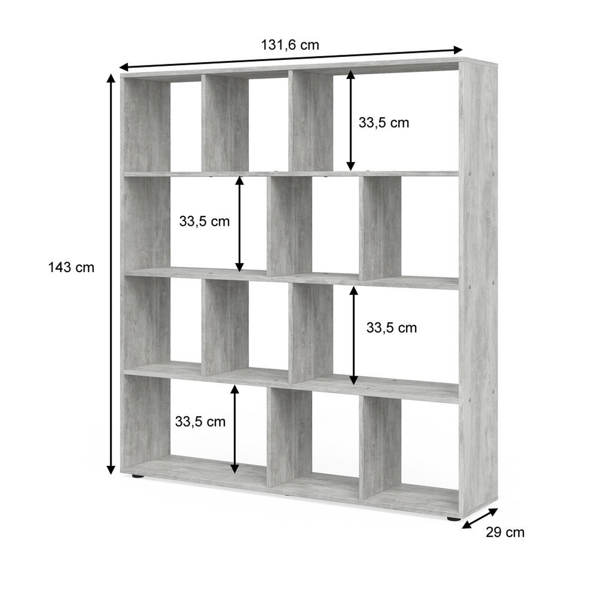 RAUMTEILER Pilar Grau 131.6 x 143 cm - Grau, Holzwerkstoff (131.6/143/29cm) - Vicco