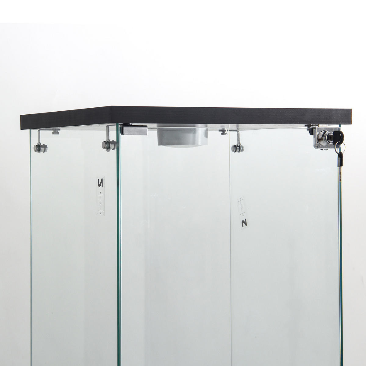 GLASVITRINE 42x36x125 cm mit 3 Einlegeböden, Einzeltür, LED-Beleuchtung und Sicherheitsschloss in schwarz - Schwarz, Glas/Holz (36/125/42cm) - BRILVERDE
