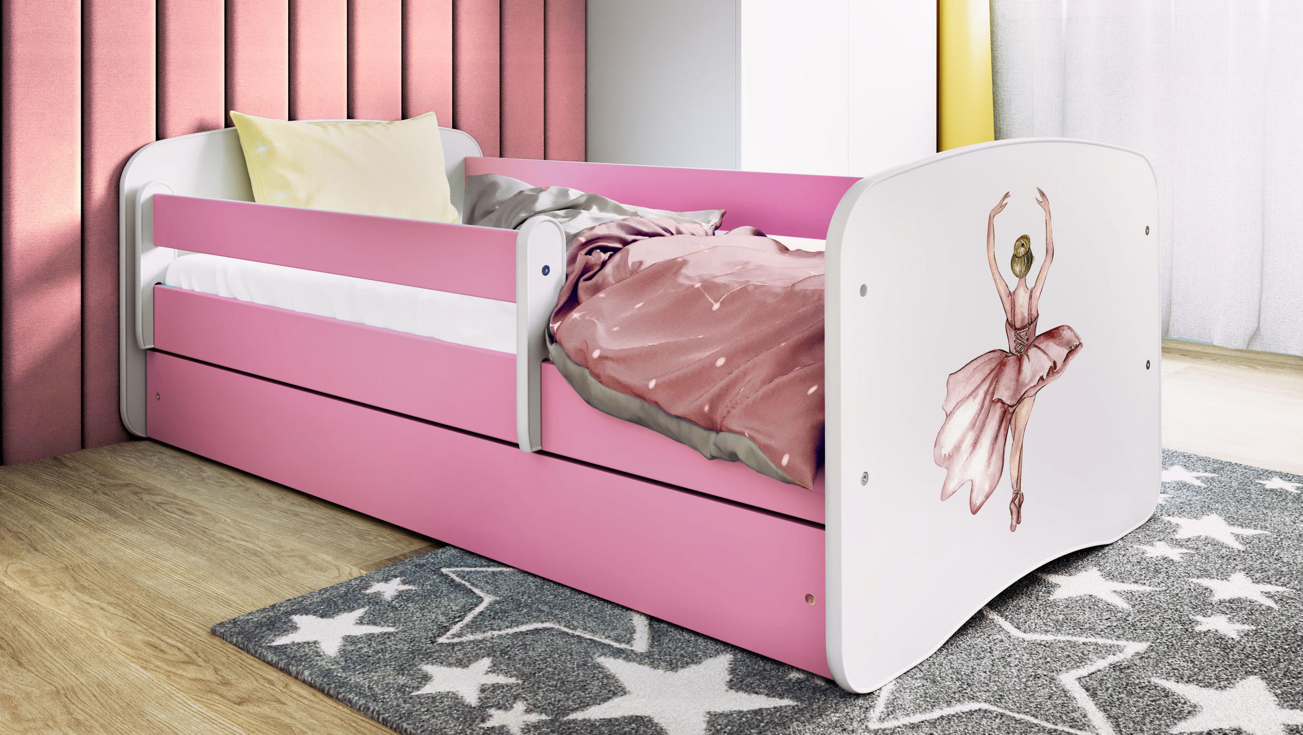 KINDERBETT Tänzerin mit Schublade 140/70 80/61/144 - Rosa, Holzwerkstoff (70/140cm) - RAUMHIRSCH FURNITURE