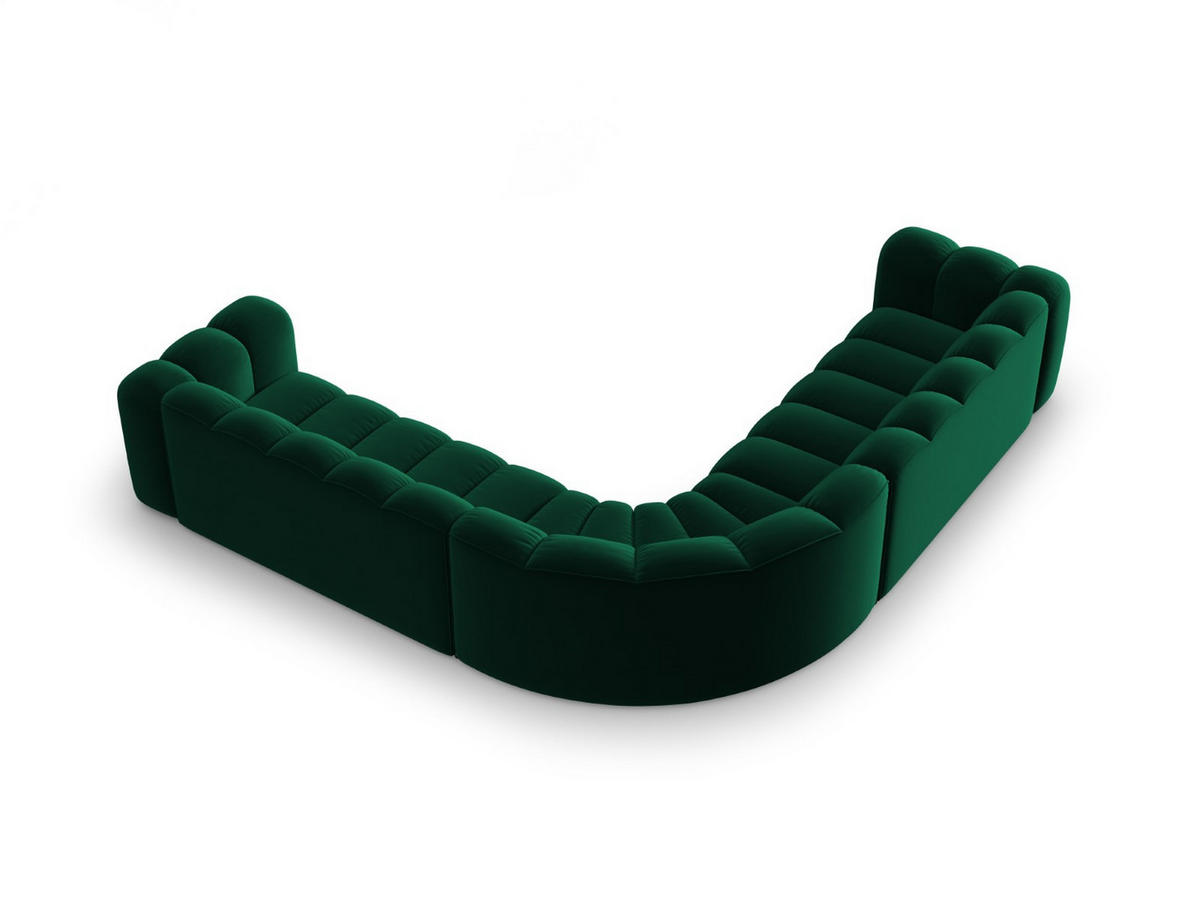 ECKSOFA symmetrisch modular Lupine aus Samt flaschengrün 5 Sitzplätze - Dunkelgrün, Textil (309/309cm) - Micadoni