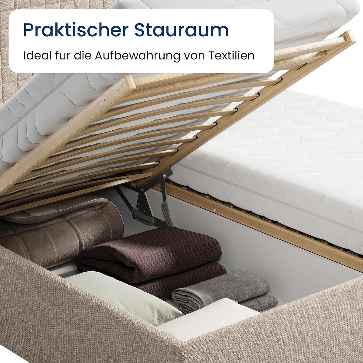 POLSTERBETT VARDO-Stoff 160x200 cm in Beige - Beige, Textil (160/200cm) - Home Collective