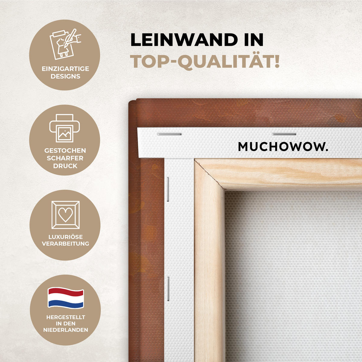 LEINWANDBILD Abstrakt - Baum - Weiß - Blätter Wandbild 40x30 cm - Braun, Textil (40/30cm) - MuchoWow