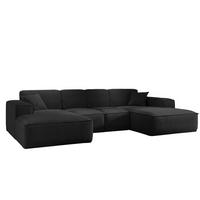 ECKSOFA, Eckcouch U form, Wohnzimmer Couch Large 342cm SIENA stoff Poso Schwarz - Schwarz, Holz/Textil (344/165cm) - Kaiser Möbel