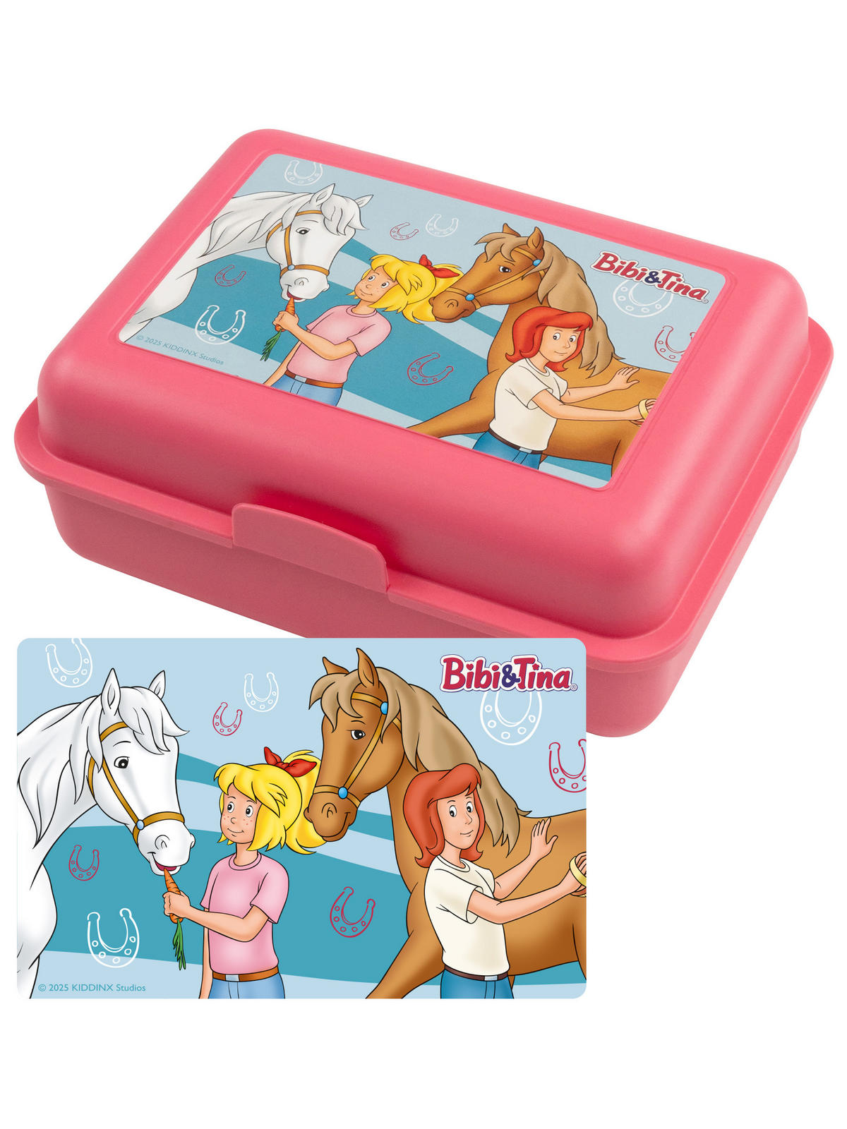BROTDOSE Bibi & Tina Pferde Hufeisen Rosa 17,5 x 12,8 x 6,9 cm - Rosa, Kunststoff (17.5/6.9/12.8cm) - United Labels