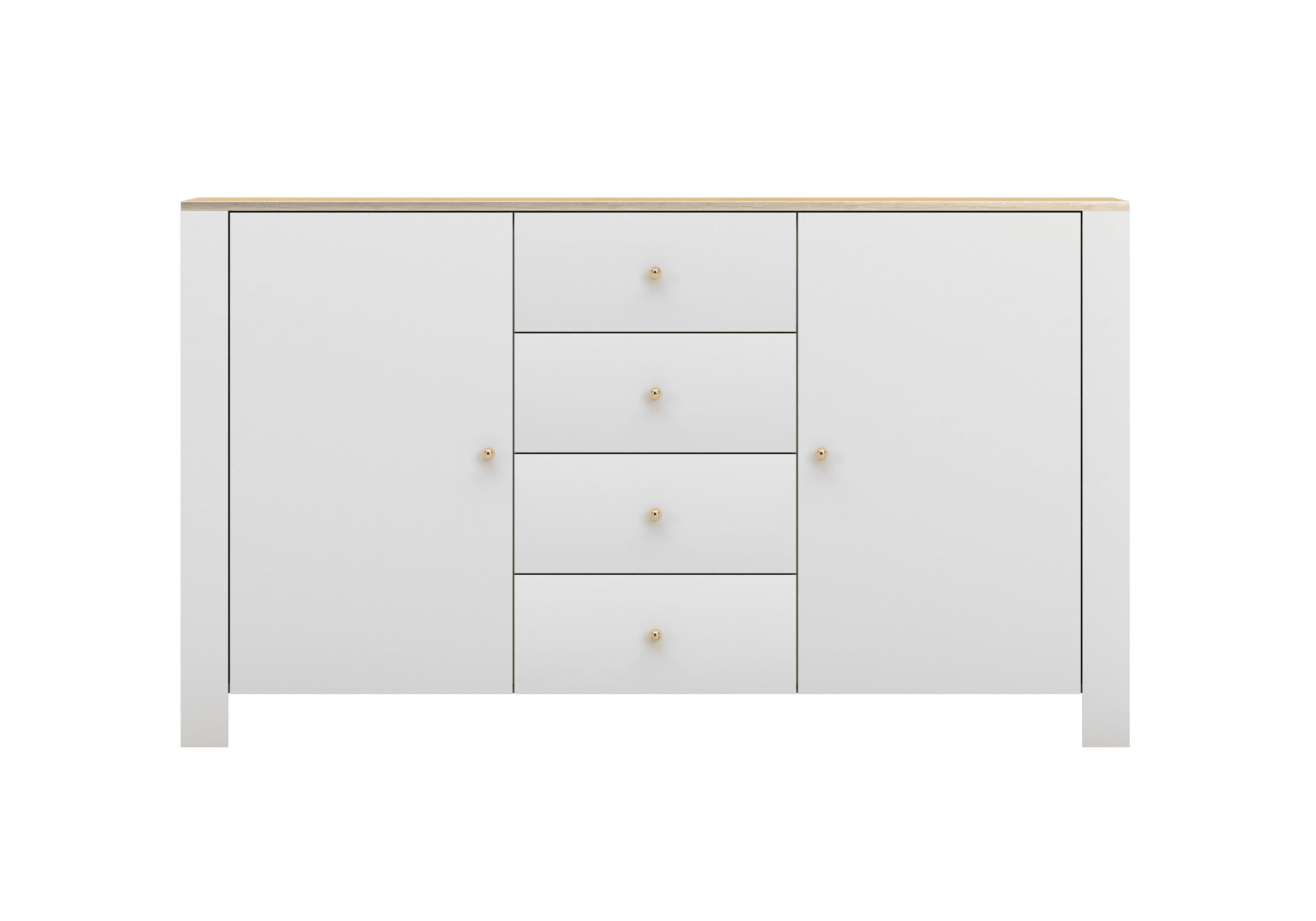 SIDEBOARD - Kommode Gawin 2D4S - Weiß, Holzwerkstoff (160/92/42cm) - Möblo