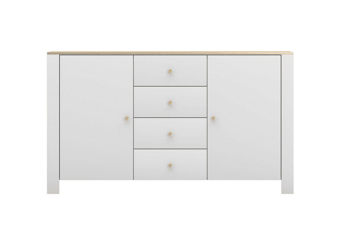 SIDEBOARD - Kommode Gawin 2D4S - Weiß, Holzwerkstoff (160/92/42cm) - Möblo