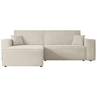 ECKSOFA mit Schlaffunktion und Bettkasten CELTIC-XL - 277x143x83 cm Beige Velours - Beige/Schwarz, Holzwerkstoff/Kunststoff (277/143cm) - ALTDECOR