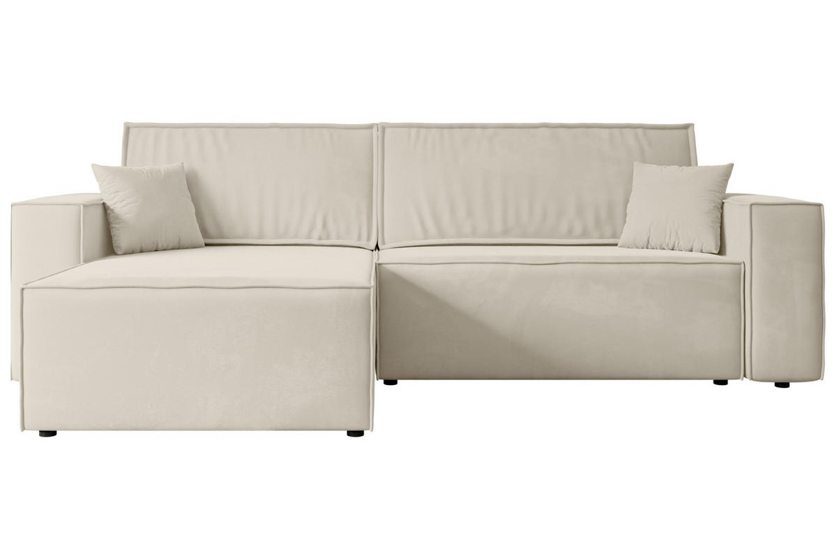ECKSOFA mit Schlaffunktion und Bettkasten CELTIC-XL - 277x143x83 cm Beige Velours - Beige/Schwarz, Holzwerkstoff/Kunststoff (277/143cm) - ALTDECOR