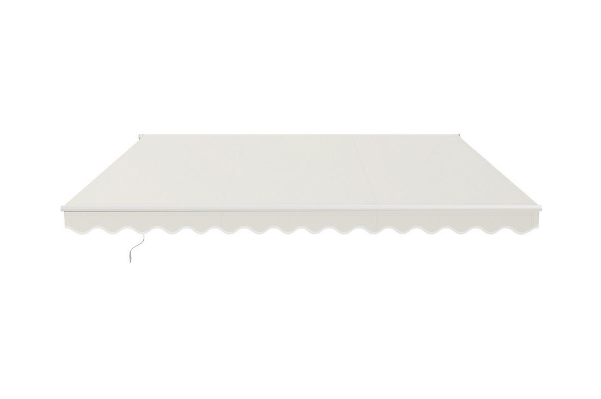 MONOBLOCK-MARKISE VECCHIO Weißes Gestell - leinwand Beige 4x3m - Premium-Leinwand 320g/m² - Beige, Metall (304/218/300cm) - Cazeboo