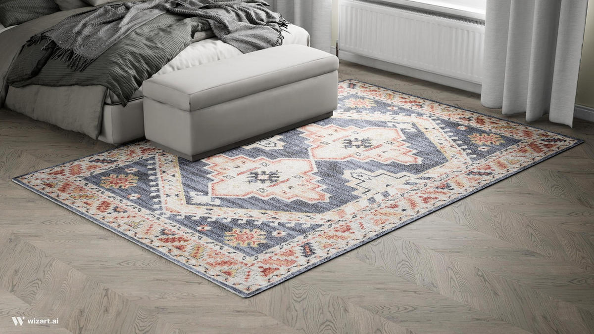 HEATSET-TEPPICH Florence Dunkelblau/Beige 80x150 cm - Multicolor, Textil (80/150cm) - Vercai Rugs