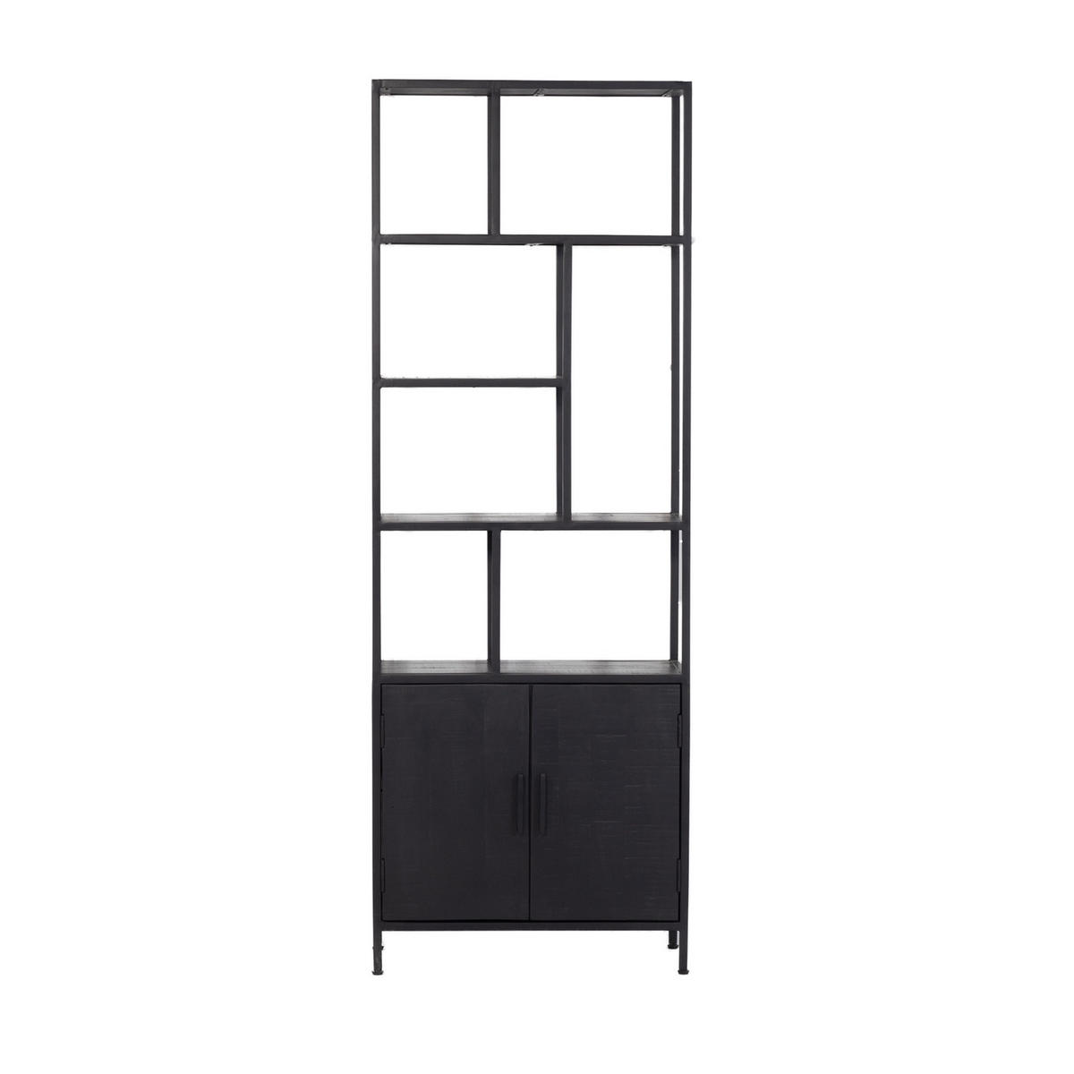 REGAL aus Metall und Holz 75x36x210cm, schwarz - Schwarz, Holz (75/210/36cm) - Giga Meubel