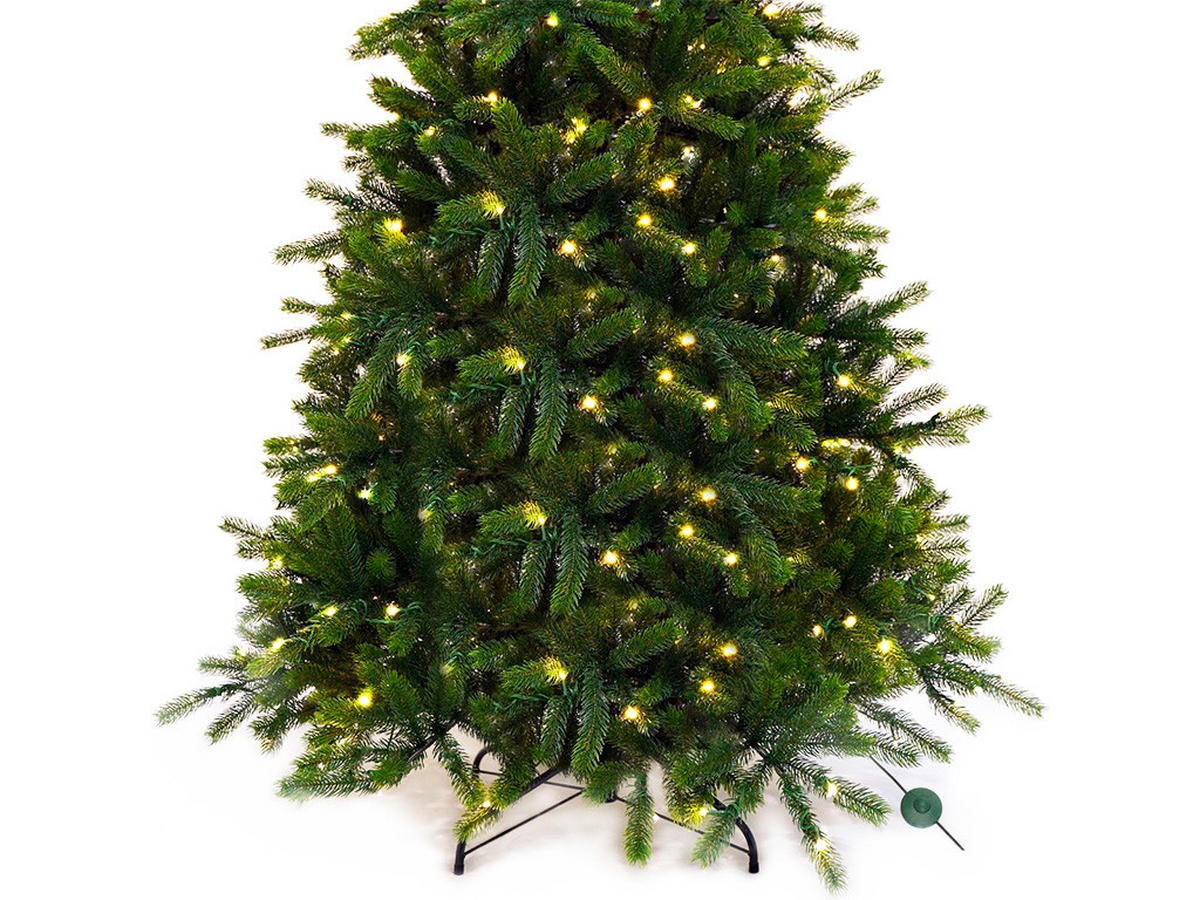 WEIHNACHTSBAUM künstlicher MERLIN 210 cm, grün, 3D, 1583 Zweige, 450 warmweiße LED, inkl. Metallständer - Grün, Kunststoff/Metall (120/210cm) - LAALU