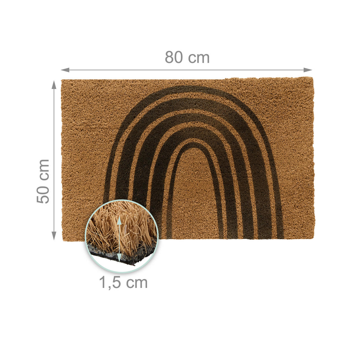 ROHOŽ - světle hnědá, textil/plast (80/50cm) - Relaxdays