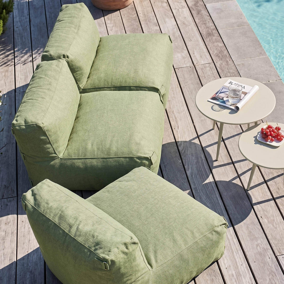 GARTENSOFA mit 3 Sitzplätzen, Kaktusgrünen - Grün, Textil - Oviala