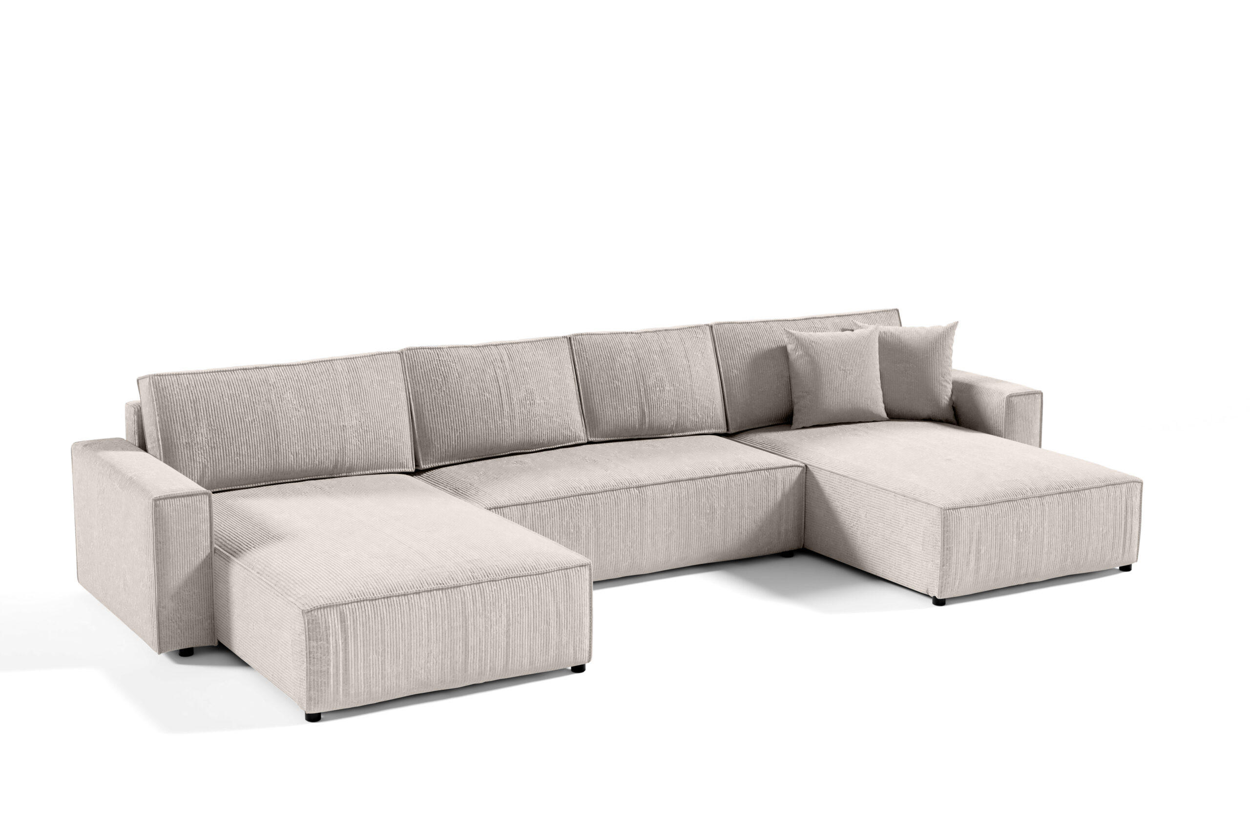 WOHNLANDSCHAFT Sekwana U Creme - Creme, Naturmaterialien (185/70/398cm) - Fedve