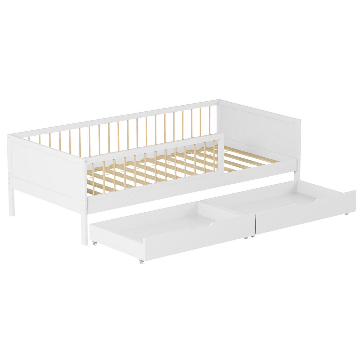KINDERBETT 190x90cm weiß mit Schubladen ADAM - Weiß, Holz - Happy Garden