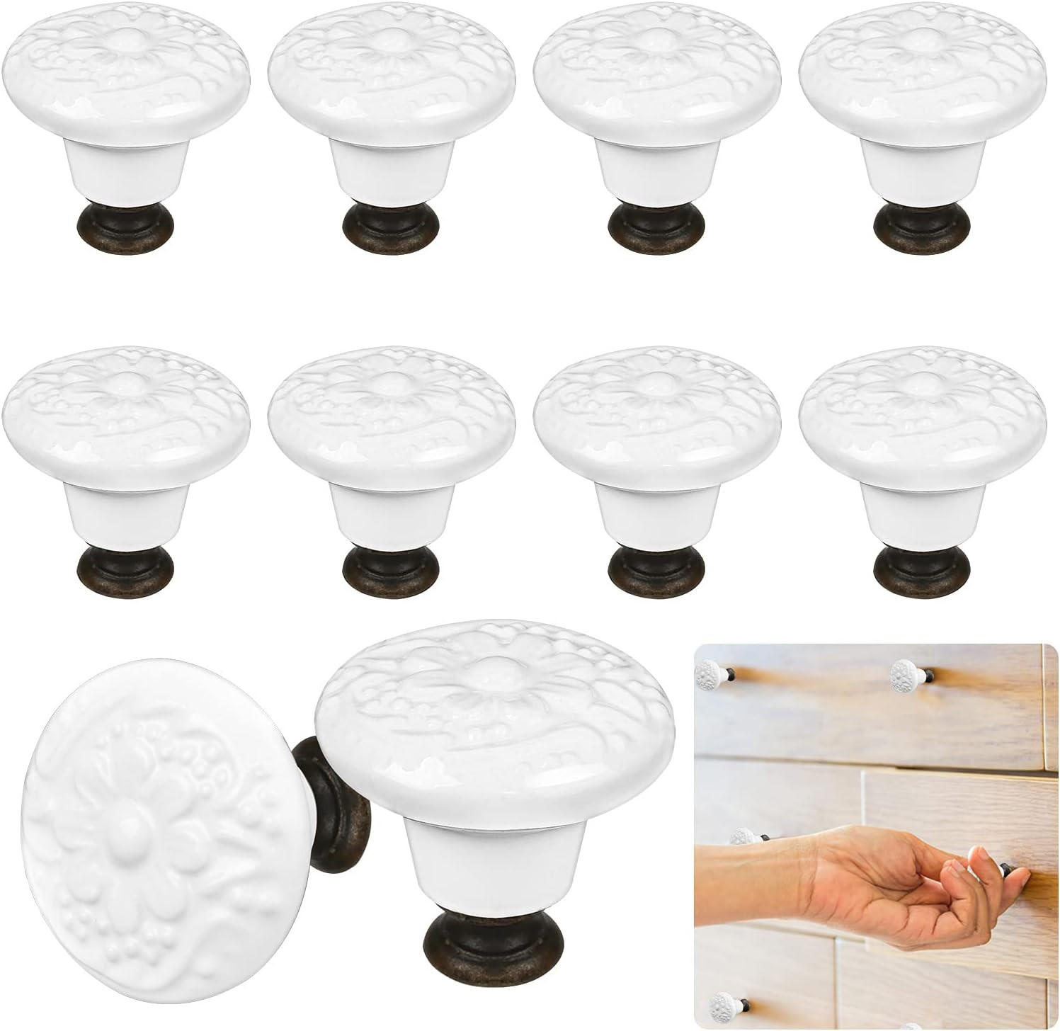 SCHRANKKNOPF Keramik 12er-Set 34 mm - Weiß, Keramik (3.4/3/3.4cm)