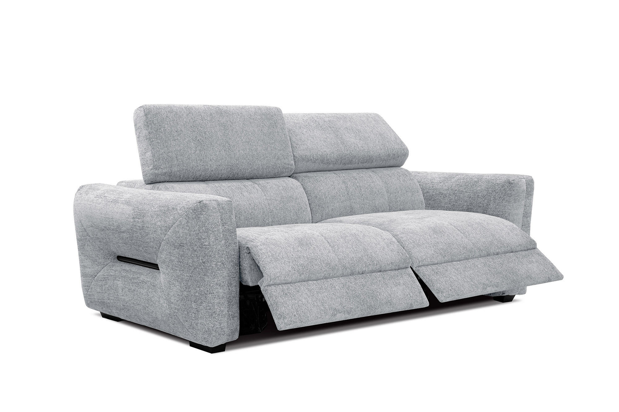 SOFA CALVERA 3-Sitzer mit 2 Relaxfunktionen, hellgrau - Hellgrau, Holzwerkstoff/Textil (204/79/106cm) - Courtois Laville